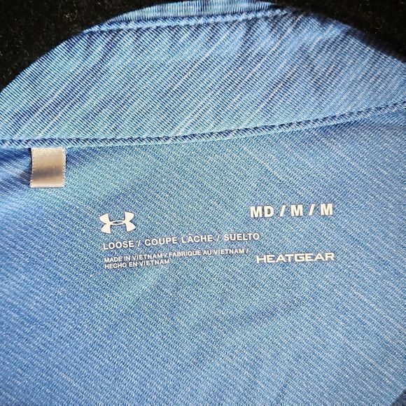 Under Armour Loose Heatgear Blue Polo Short Sleeve Shirt Sz M - Picture 8 of 11